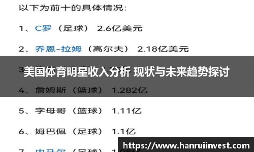 美国体育明星收入分析 现状与未来趋势探讨
